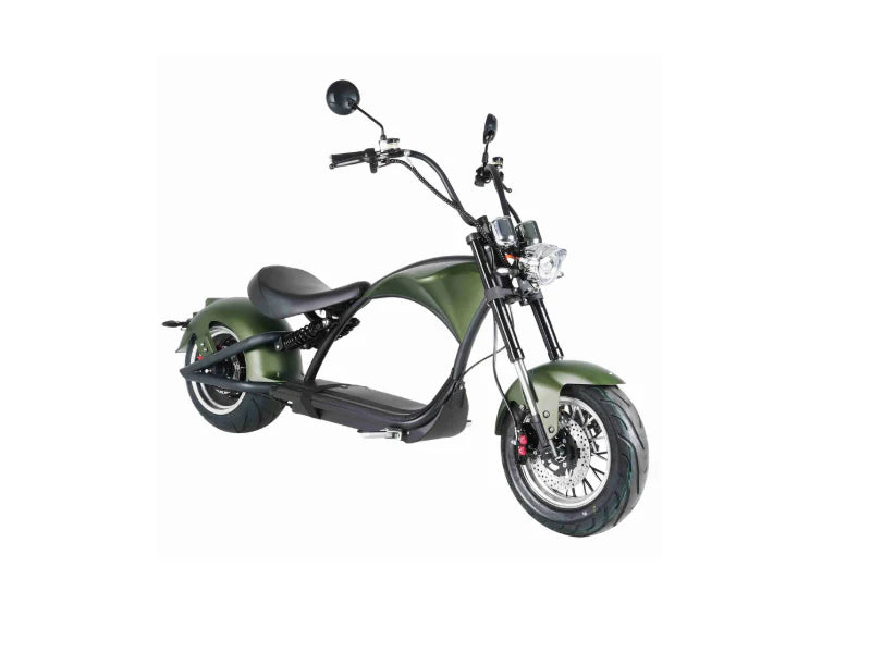 Mangosteen M1P Elektrische Chopper in matgroen – 2000W borstelloze motor, 60 km/u topsnelheid