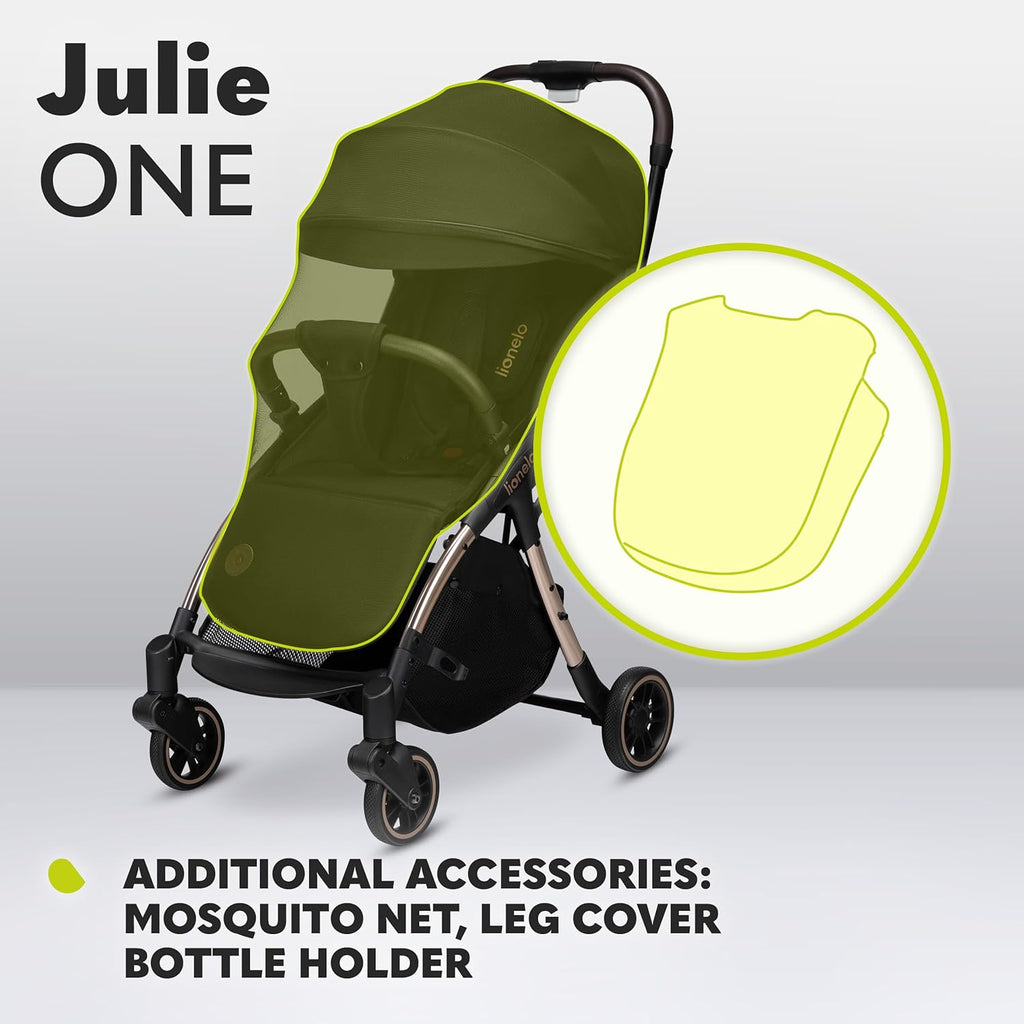 LIONELO Julie One Buggy kinderwagen tot 22 kg, verstelbare rugleuning en voetsteun, muskietennet, beenwarmers, bekerhouder en draagtas, inklapbaar