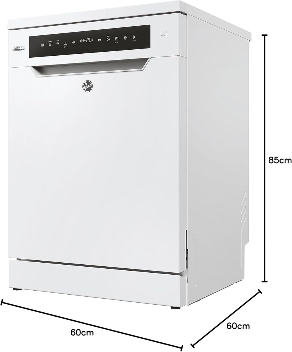 Hoover HF 4C6F0PW vaatwasser; 14 couverts; Vrijstaand, 60 cm breed; Energie-efficiëntieklasse C; Slimme bediening met wifi + bluetooth-technologie