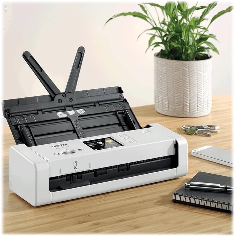 Brother ADS-1700W Compacte en intelligente documentscanner | Automatische documentinvoer | Automatisch scannen | Wi-Fi/Wi-Fi Direct, wit/zwart