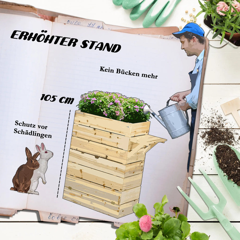 Outsunny Verhoogde plantenbak met legplank van massief hout