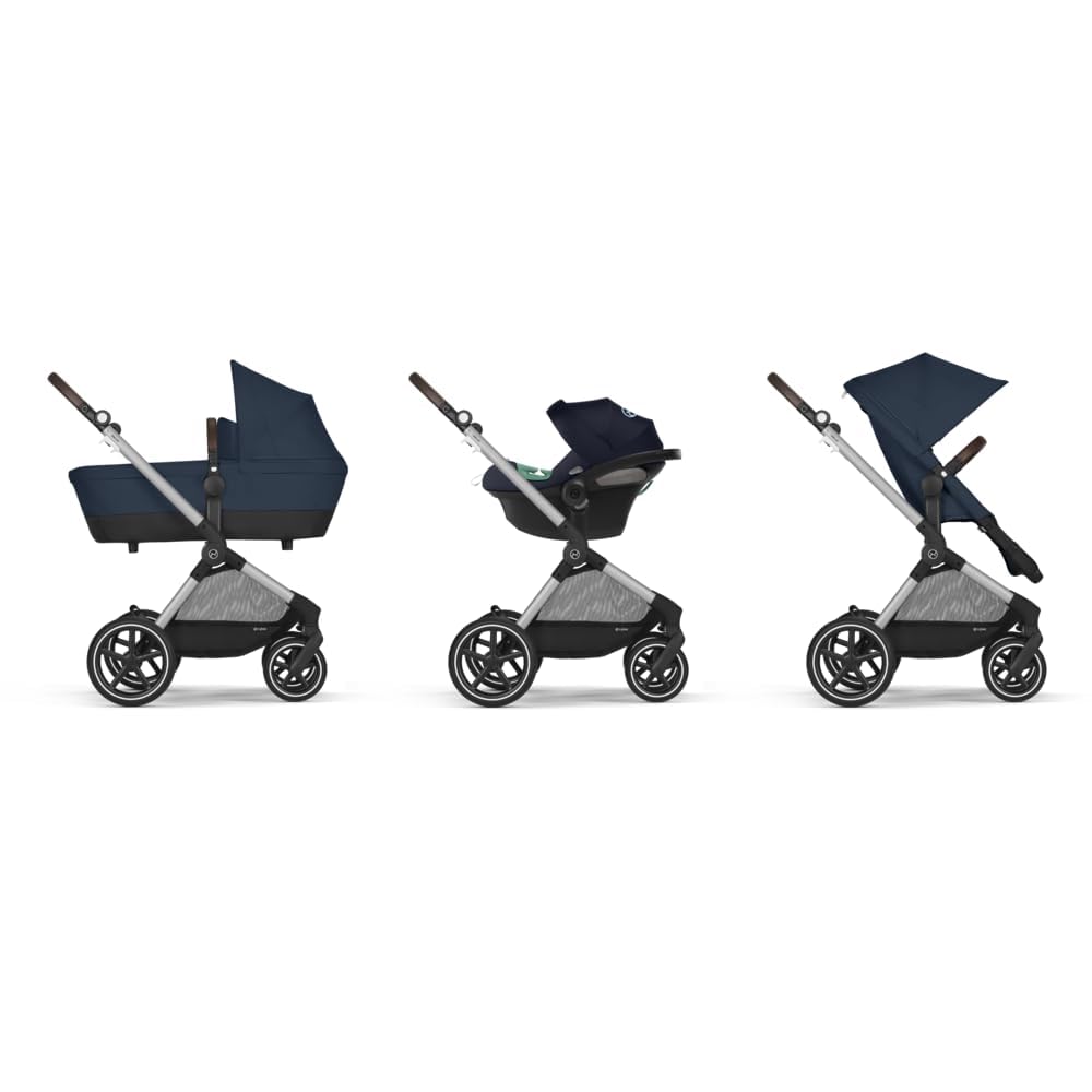 CYBEX Gold Kinderwagen EOS Lux 2-in-1 met Aton B2 i-Size autostoel en autostoeladapters, reissysteem, vanaf de geboorte tot 22 kg (ca. 4 jaar), Moon Black (Zwart)