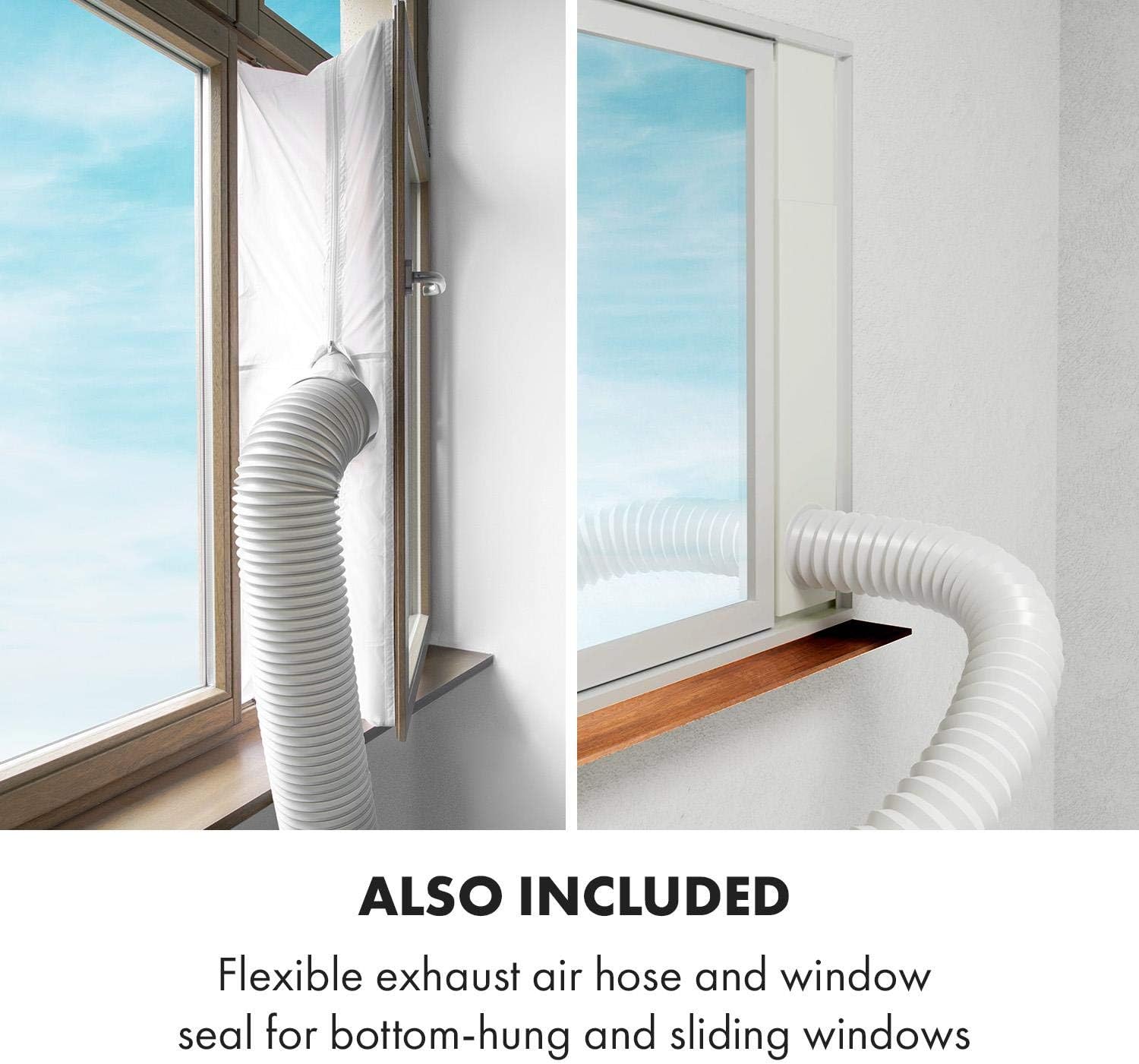 KLARSTEIN Grandbreeze Pro 14K – Mobiele airconditioner, luchtontvochtiger, ventilator, 3 snelheden, 14000 BTU/1,65 kW, ruimte: 42 tot 68 m², luchtstroom: 460 m³/u, CEE A – Wit airco