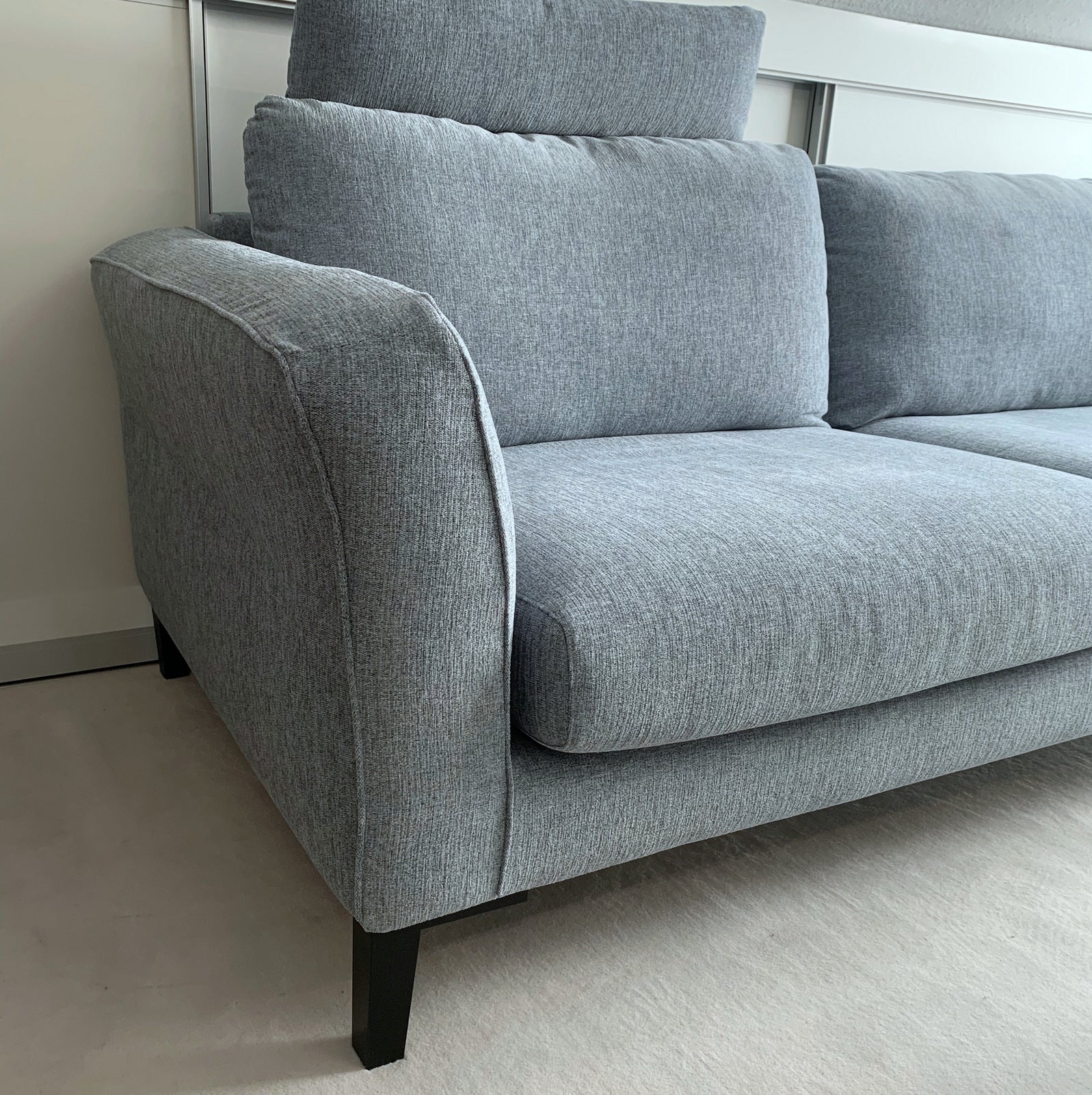 Showroommodel Sits hoekbank Anja, lichtblauw, 293 x 221 cm, hoes afneembaar
