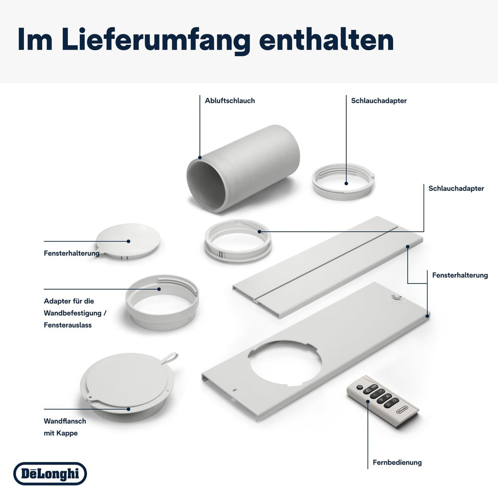 De'Longhi Pinguino PAC EM82, Mobiele airconditioner voor ruimtes tot 80 m, 9.400 BTU, 2,4 kW, 63 dB, Ontvochtigingsfunctie, Energieklasse A, 24-uurs timer, Wit