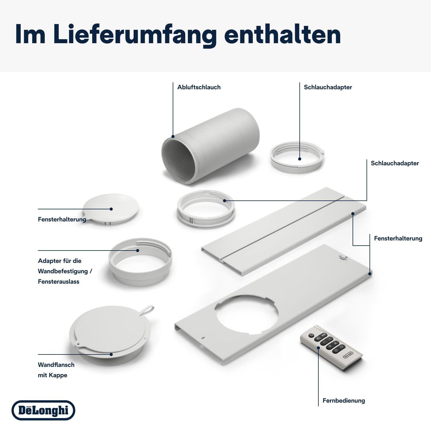 De'Longhi Pinguino PAC EM82, Mobiele airconditioner voor ruimtes tot 80 m, 9.400 BTU, 2,4 kW, 63 dB, Ontvochtigingsfunctie, Energieklasse A, 24-uurs timer, Wit