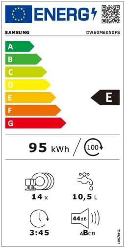 Samsung DW60M6050FS Geschirrspüler, freistehend, 14 Gedecke, A++, Edelstahl, maximal 60 cm, berührungsempfindliche Tasten, LED