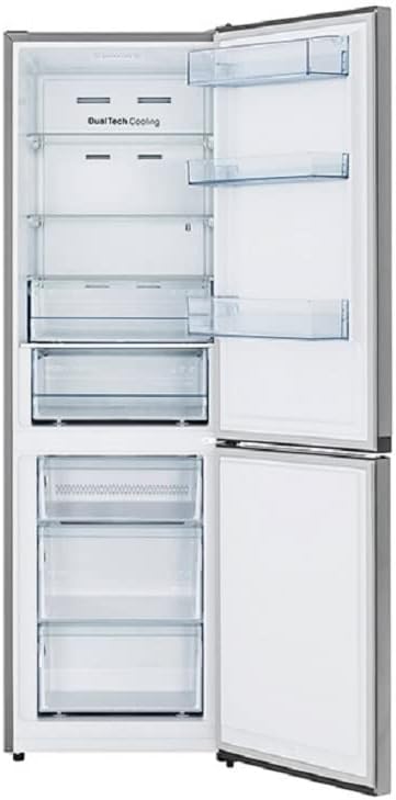 Hisense RB327N4AD2 koel-vriescombinatie/ NoFrostPlus/ Multiflow 360°/ HolidayMode/ FreshZone/ 182,4 cm/ koelgedeelte 171 l/ vriesgedeelte 85 l/ 41 dB/ 287 kWh/ jaar/ roestvrijstalen look
