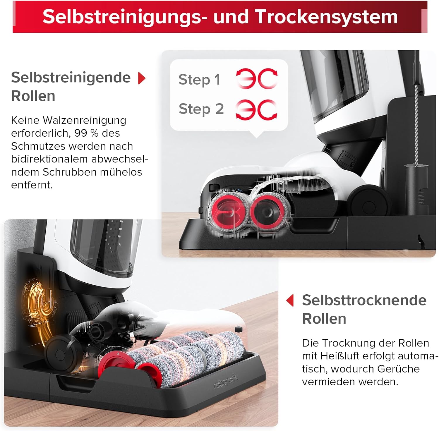 roborock Dyad Pro Nat- en Droogzuiger Draadloze Stofzuiger 17000pa Automatische Droging & Zelfreinigend Dweilzuiger met APP-bediening, Dubbele Watertanks voor Harde Vloeren