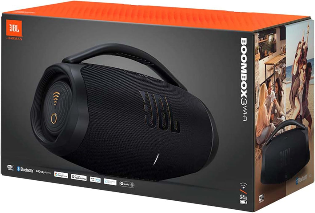 JBL Boombox 3 Wifi – Draadloze speaker met Bluetooth en wifi – Compatibel met de JBL One app – 24 uur afspeeltijd – Water- en stofdicht – Geïntegreerde powerbank – Zwart