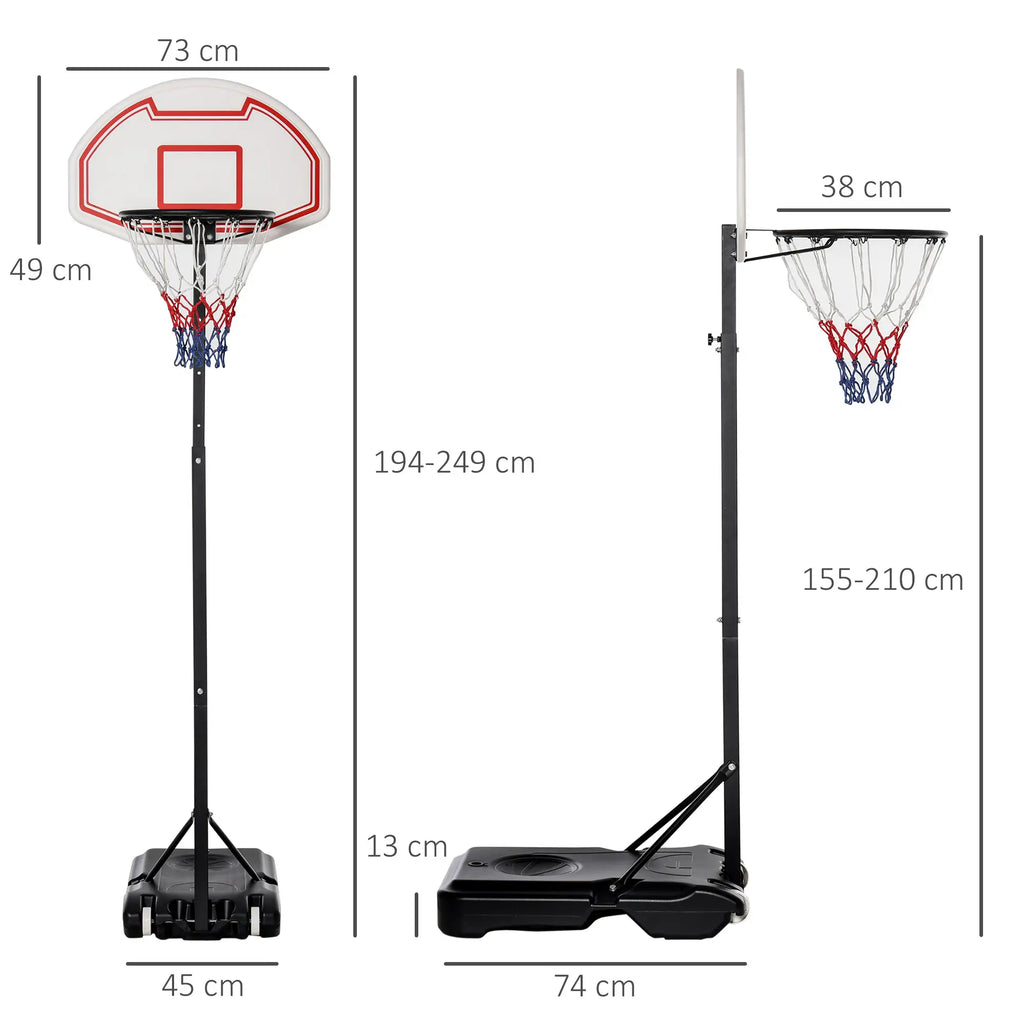 HOMCOM Basketbalstandaard in hoogte verstelbaar verrijdbaar buiten kinderen