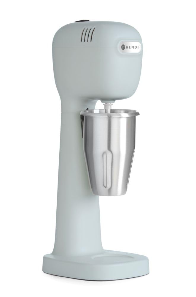 HENDI Melkshake Maker, Incl. 2 mengbekers (roestvrij staal en polycarbonaat) en 4 verwisselbare roerwerken, Drinkmixer, Frappés, Drankmixer, 230V/400W, 170x196x(H)490mm, Karamel