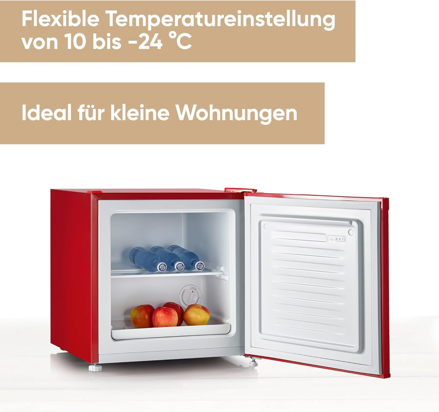 SEVERIN Retro minikoelkast met vriesvak (31 l), kleine vriezer, minikoelkast met flexibele temperatuurregeling, tafelmodel koelkast, zwart, GB 8880