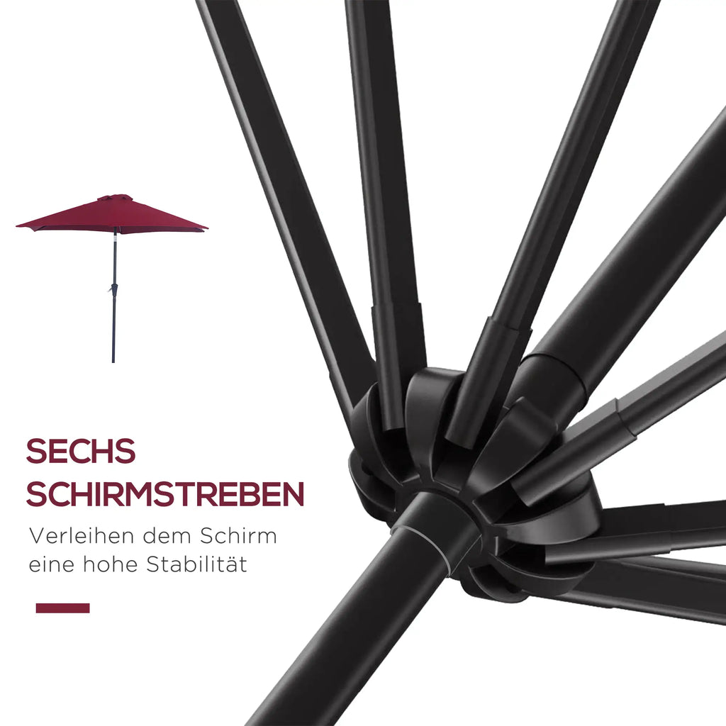 Outsunny Parasol Kantelfunctie Handslinger Aluminium Rood