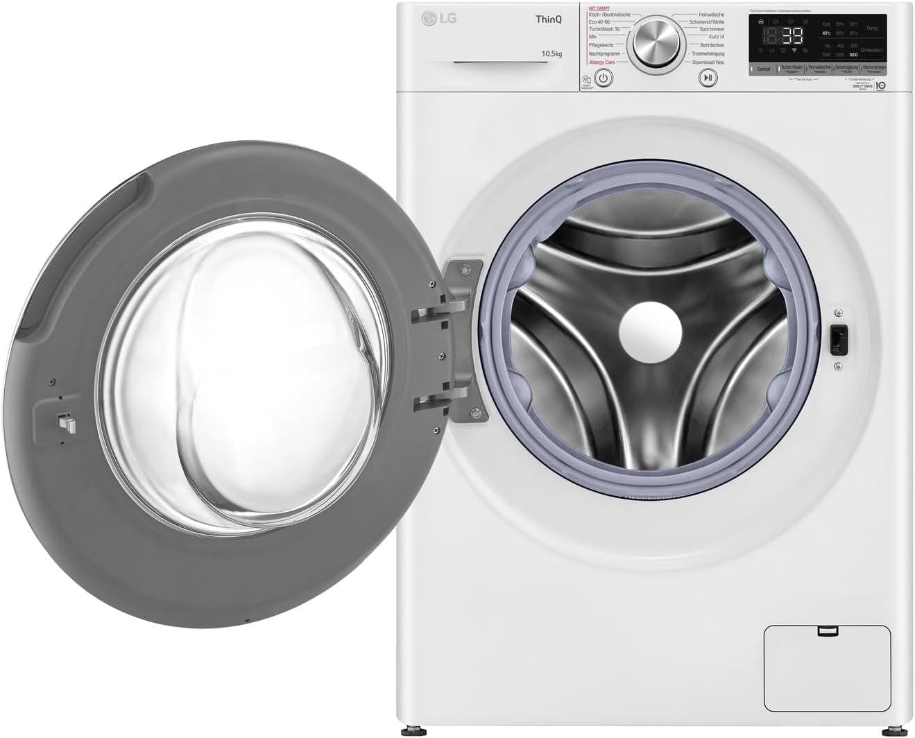 LG F4WV7080, Klasse A, Voorlader Wasmachine 8 kg, 1400 tpm, AI Direct Drive, Wi-Fi, Dieptereiniging met Stoom, Grote Capaciteit, TRIPLE A, Veiligheidsglas Buitendeur, 62 x 60 x 85 cm ꟷ Wit