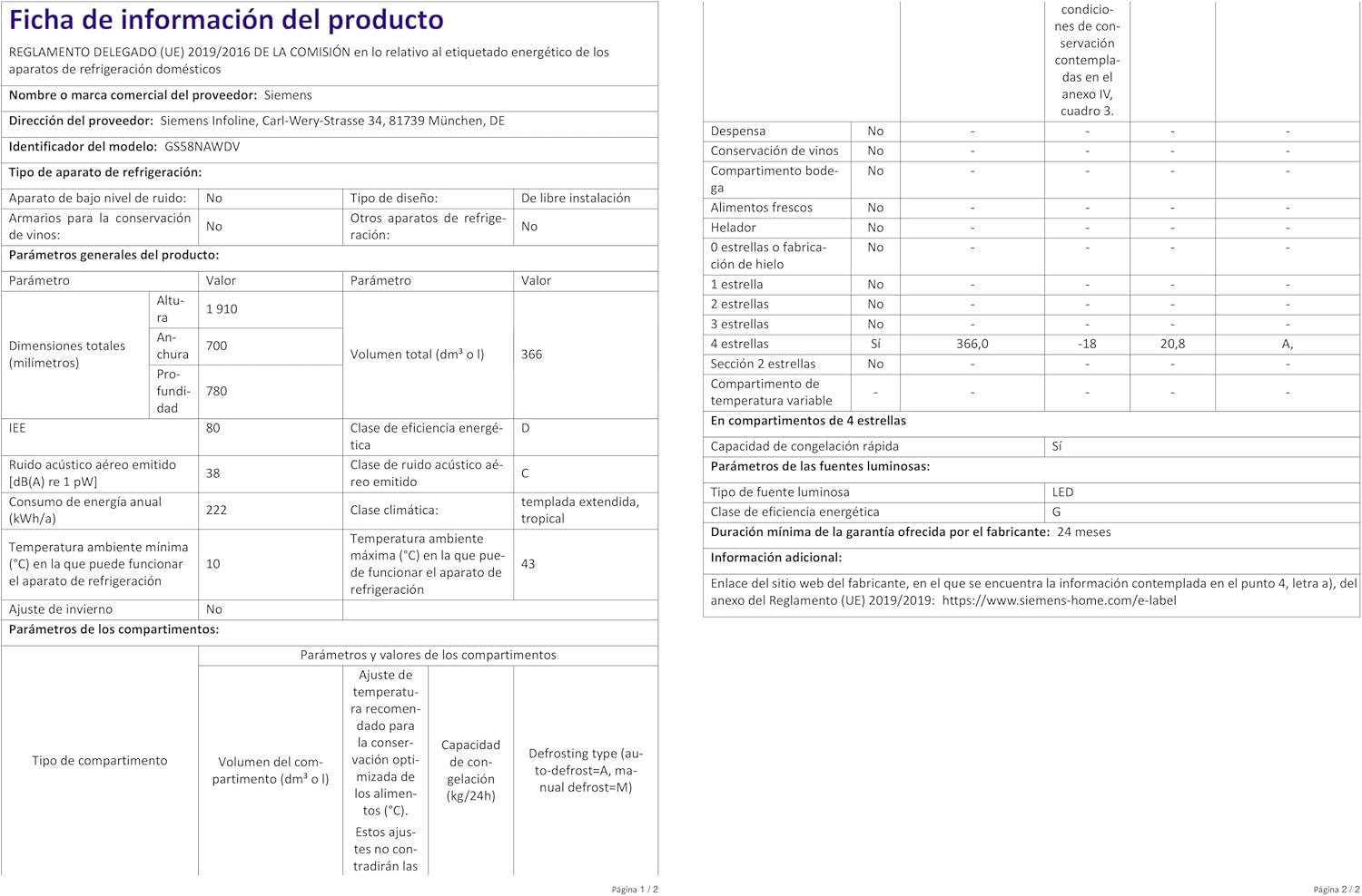 Siemens GS54NAWCV iQ500 vriezer, 176 x 70 cm, 327 L, noFrost nooit meer ontdooien, bigBox ruimte voor grote diepvriesproducten, varioZone flexibele glasplateaus en laden, wit