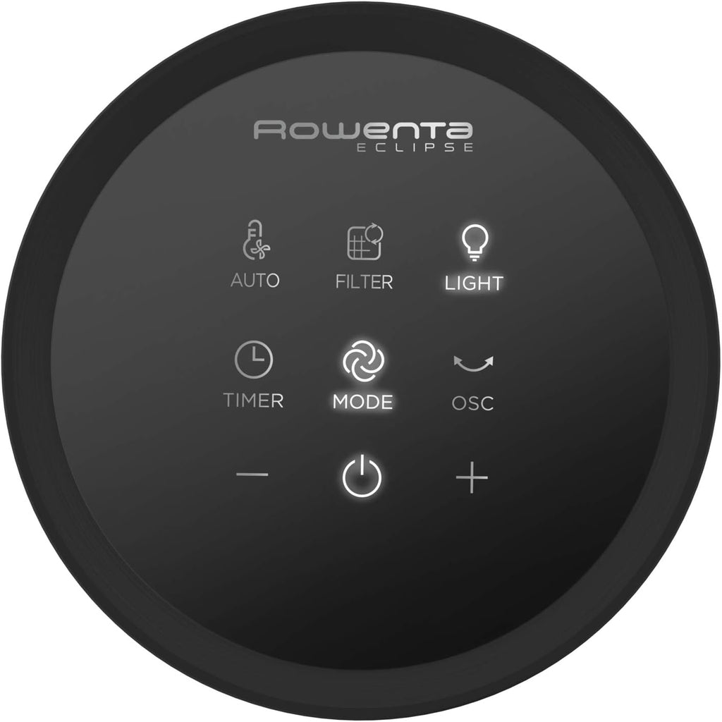 Rowenta QU5062 Eclipse 3in1 Luchtreiniger, ventilator, kachel, filtert 99,9% van de deeltjes, voor kamers tot 30 m2, snelle verwarming tot 35°C, automatische dag- en nachtmodus, zwart/grijs