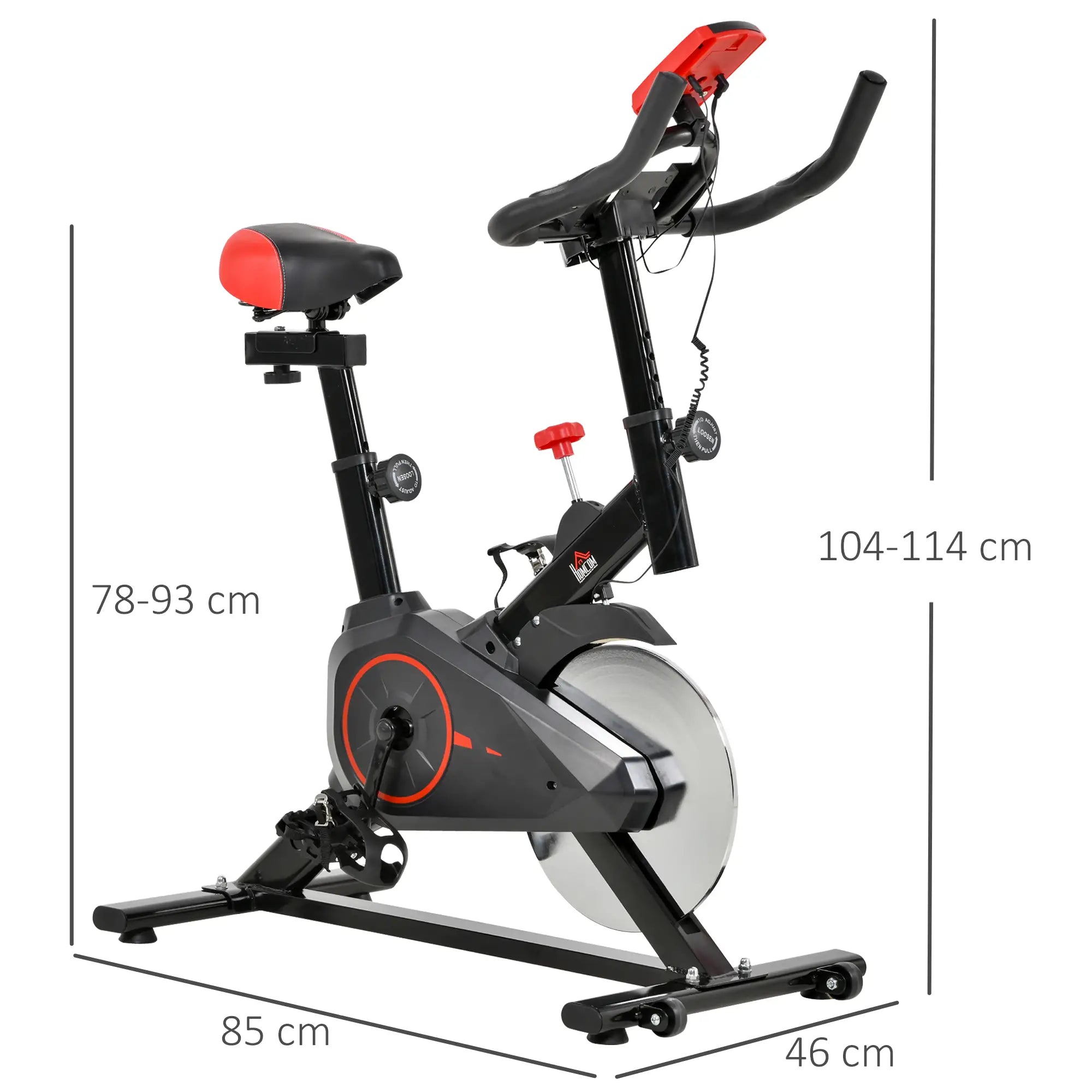 HOMCOM Fietstrainer Hometrainer LCD-display in hoogte verstelbaar