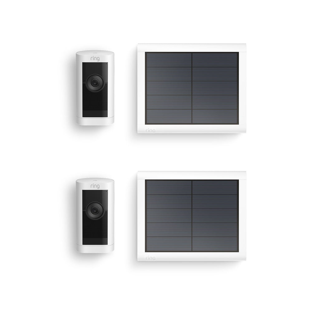 Ring Buitencamera Pro Solar (Stick Up Cam Pro) | Buitenbeveiligingscamera op zonne-energie met 1080p-HDR-video, wifi, 3D-bewegingsdetectie, compatibel met Alexa | 2 beveiligingscamera's