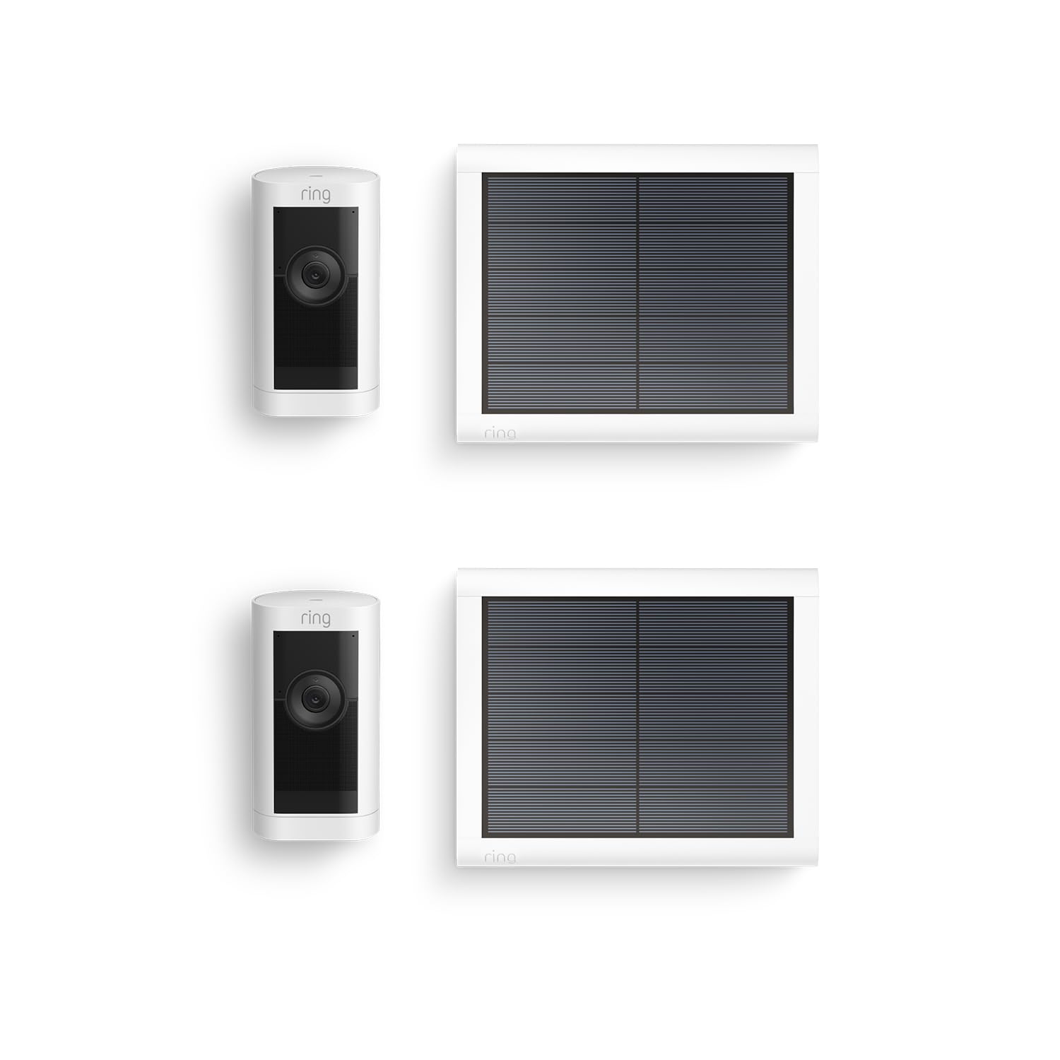 Ring Buitencamera Pro Solar (Stick Up Cam Pro) | Buitenbeveiligingscamera op zonne-energie met 1080p-HDR-video, wifi, 3D-bewegingsdetectie, compatibel met Alexa | 2 beveiligingscamera's