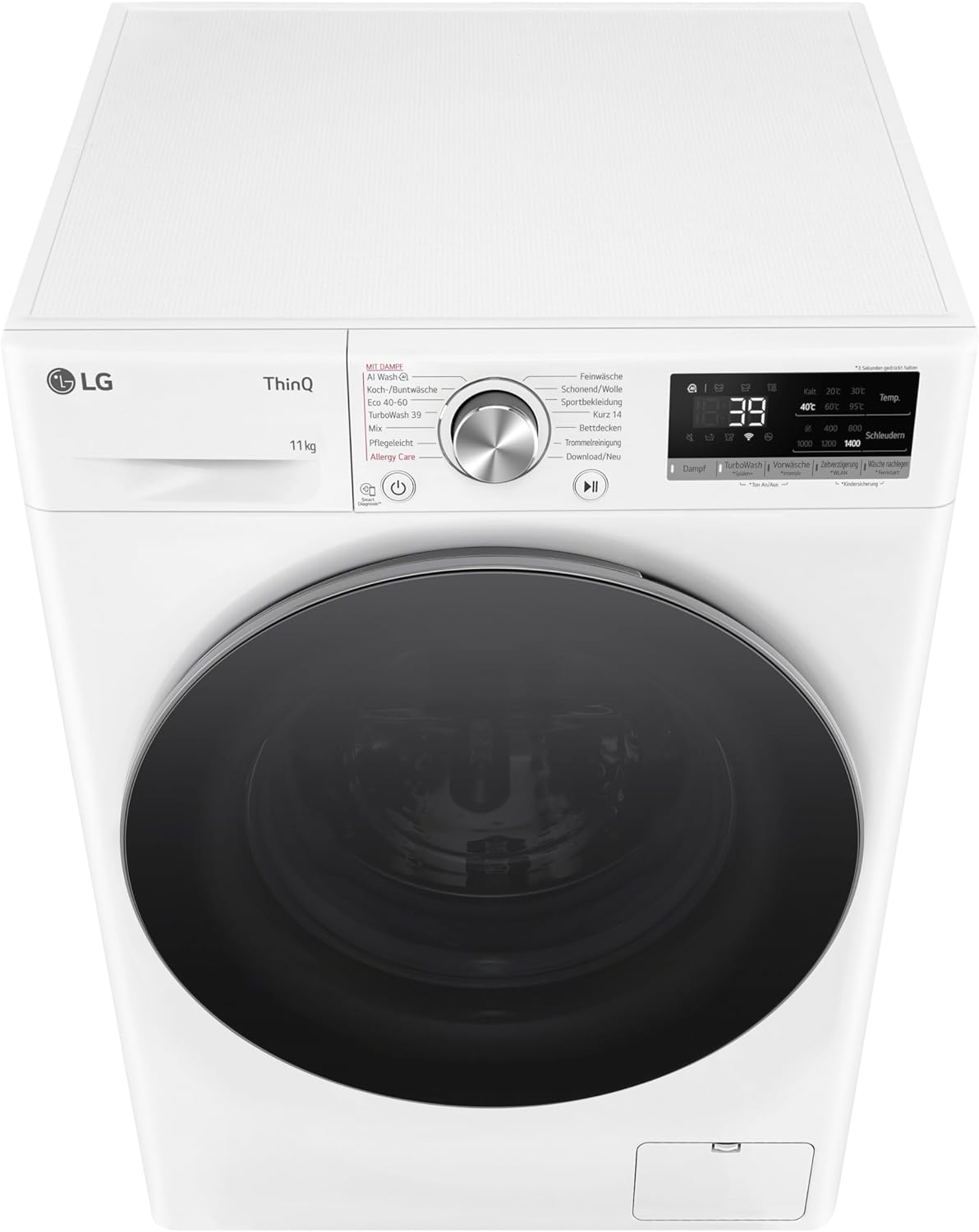 LG F4WV7080, Klasse A, Voorlader Wasmachine 8 kg, 1400 tpm, AI Direct Drive, Wi-Fi, Dieptereiniging met Stoom, Grote Capaciteit, TRIPLE A, Veiligheidsglas Buitendeur, 62 x 60 x 85 cm ꟷ Wit