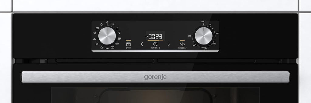 Gorenje 738971 Inbouw Ovenset OptiBake Black Steam Pyro Set / 77L / Hetelucht/Pyrolyse/ExtraSteam/GentleClose/AirFry/Pizzamode 300°C/PerfectGrill/Inductiekookplaat met BridgeZone/zwart