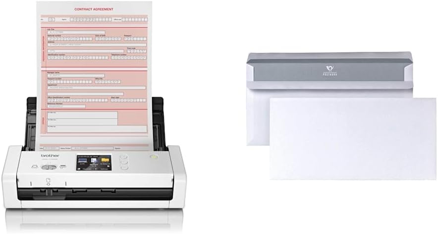 Brother ADS-1700W Compacte en intelligente documentscanner | Automatische documentinvoer | Automatisch scannen | Wi-Fi/Wi-Fi Direct, wit/zwart