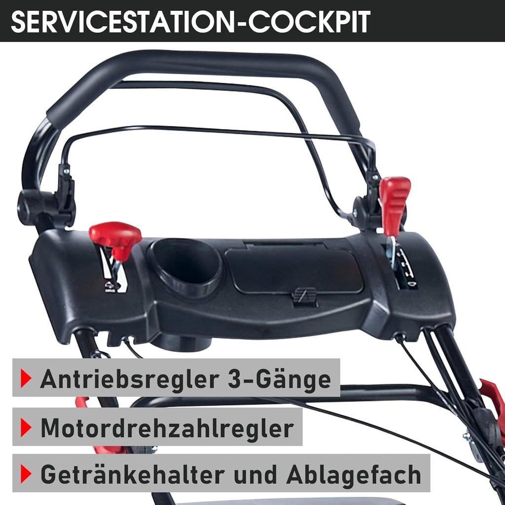BRAST Benzin grasmaaier met aandrijving | 5,2kW(7PK) | elektrische start | 48cm snijbreedte | vele modellen | TÜV | 4-takt OHV motor | 30-80mm maaihoogte | 60L opvangbak | stalen behuizing | 19224 ESTART Speed
