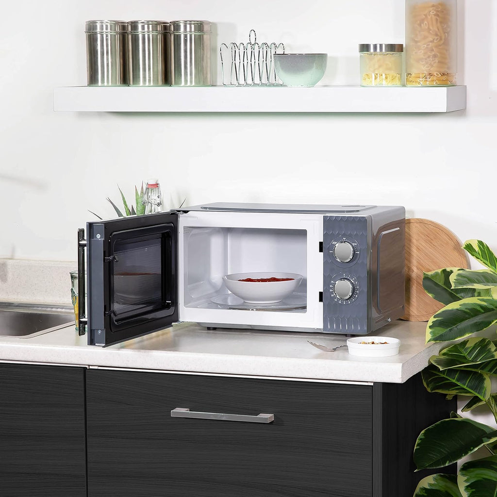 Russell Hobbs Honeycomb RHMM715G 17 liter 700 W grijs solo handmatige magnetron met 5 standen, geïntegreerde timer en ontdooifunctie