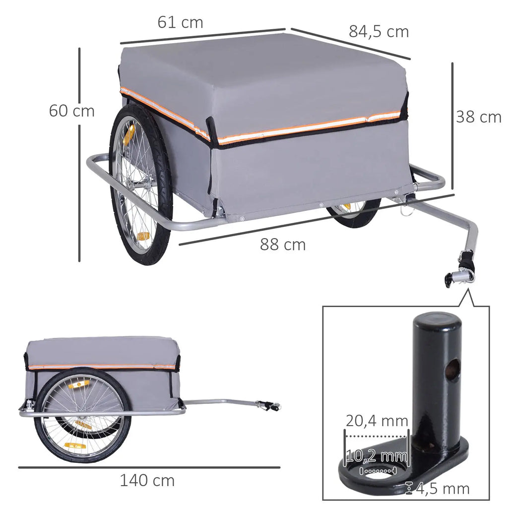 HOMCOM fietskar, opvouwbare bagagewagen met grote transportbox