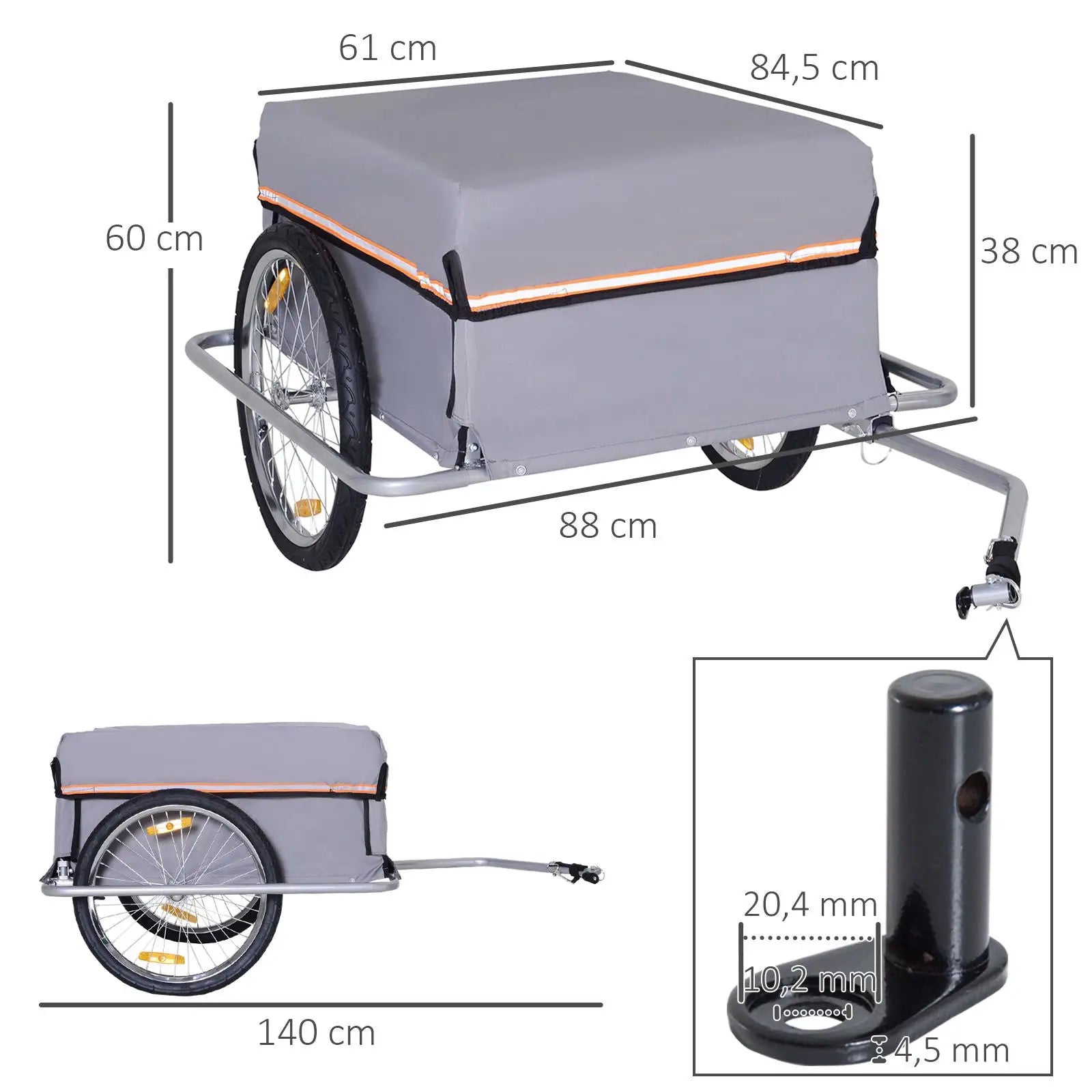 HOMCOM fietskar, opvouwbare bagagewagen met grote transportbox