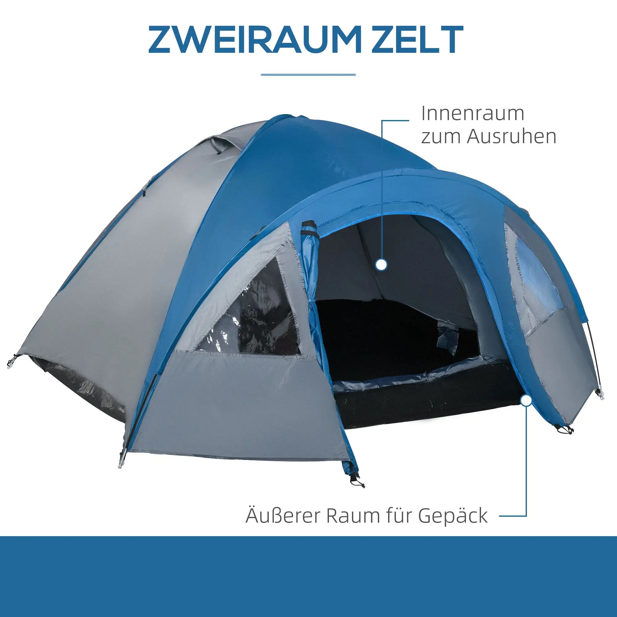 Outsunny Kampeertent 4-persoons 4-seizoenen met voortent outdoor