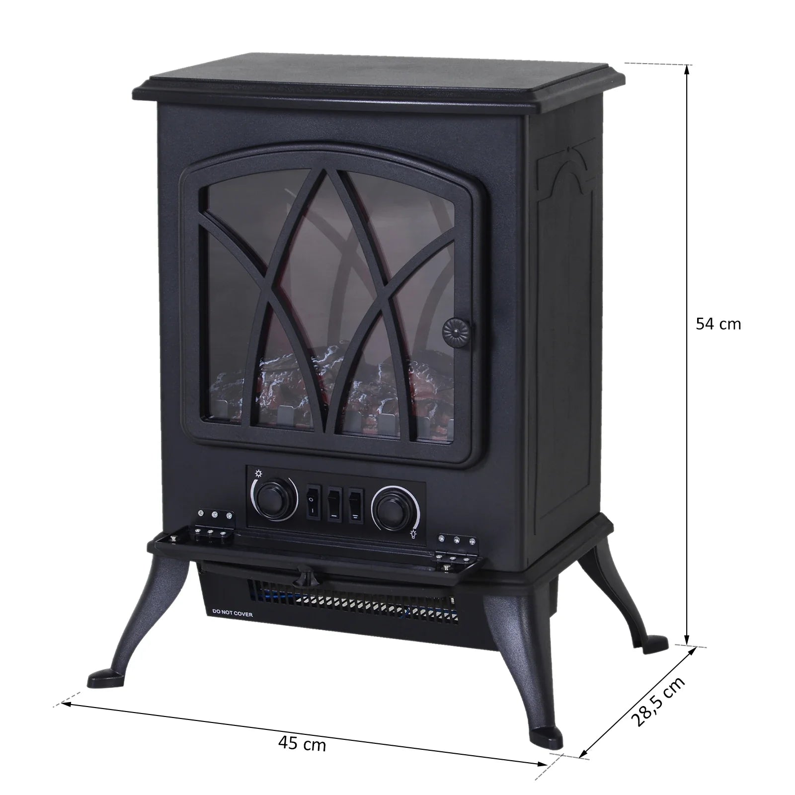 HOMCOM Elektrische haard rustiek design vlameffect