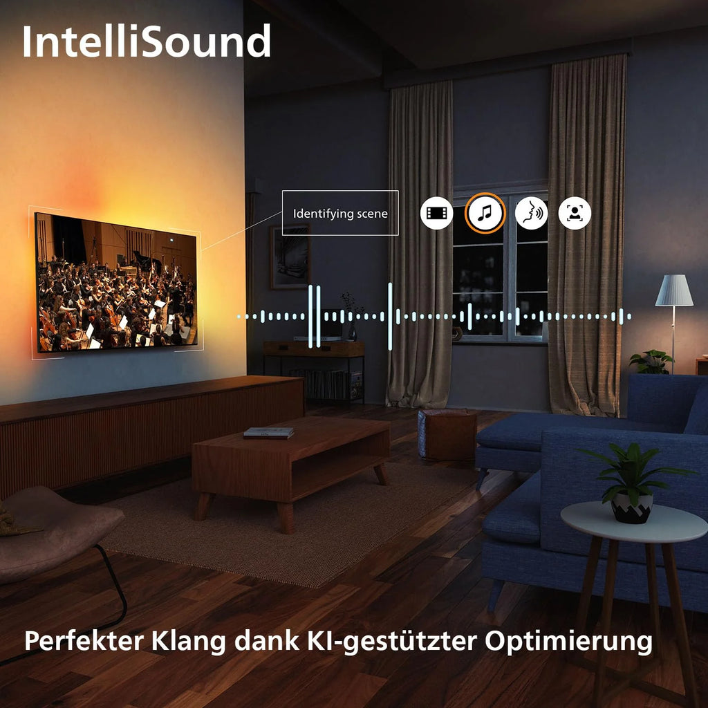 Philips Ambilight 55PUS8600 4K QLED Smart TV - 55 Zoll Display mit P5 Perfect Picture Engine Ultra HD, Titan OS, Dolby Vision und Dolby Atmos Sound
