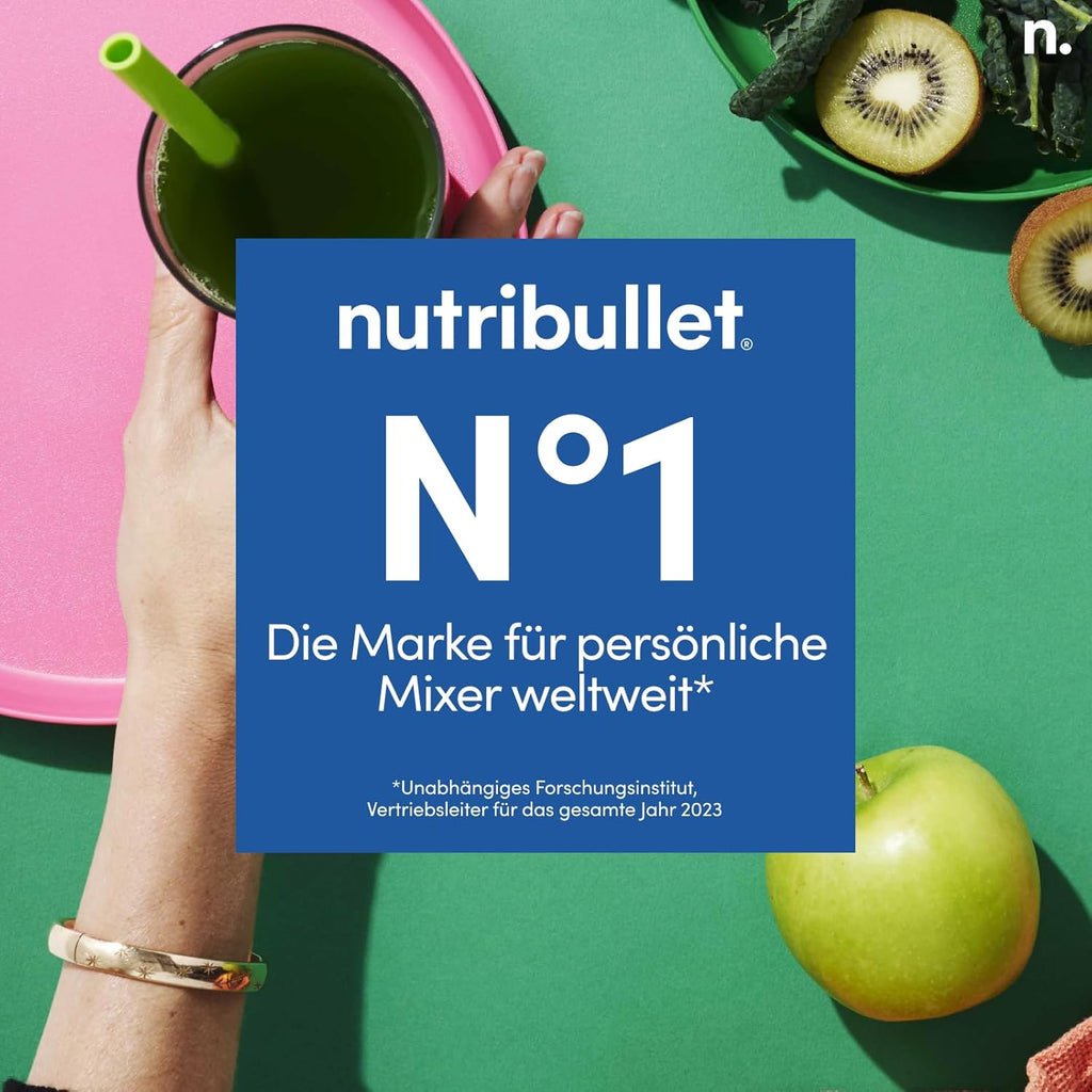 Nutribullet Pro 1200, elektrische blender, hakmolen, smoothieblender, multifunctionele blender, 1200w vermogen, 700ml en 900ml bekers, zwart, NB120MB