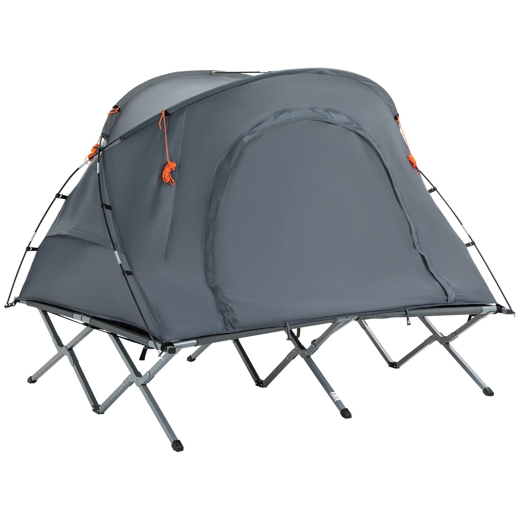 Outsunny kampeerbed met tent & luchtmatras voor 2 personen, 200×146×159 cm, Grijs