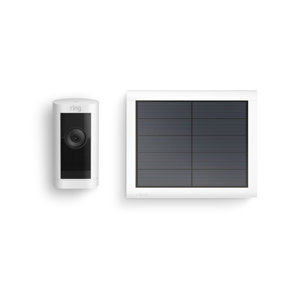 Ring Buitencamera Pro Solar (Stick Up Cam Pro) | Buitenbeveiligingscamera op zonne-energie met 1080p-HDR-video, wifi, 3D-bewegingsdetectie, compatibel met Alexa | 2 beveiligingscamera's