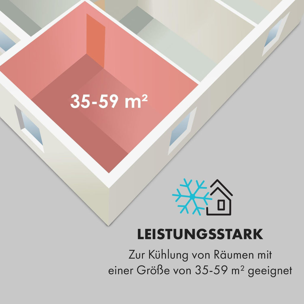 Klarstein Mobiele Airconditioning met Afvoerslang, 3-in-1 Airco met Ventilator, Luchtontvochtiger & Nachtmodus, Kleine & Draagbare Airco voor Thuis & Kantoor, 12000 BTU Laag Verbruik