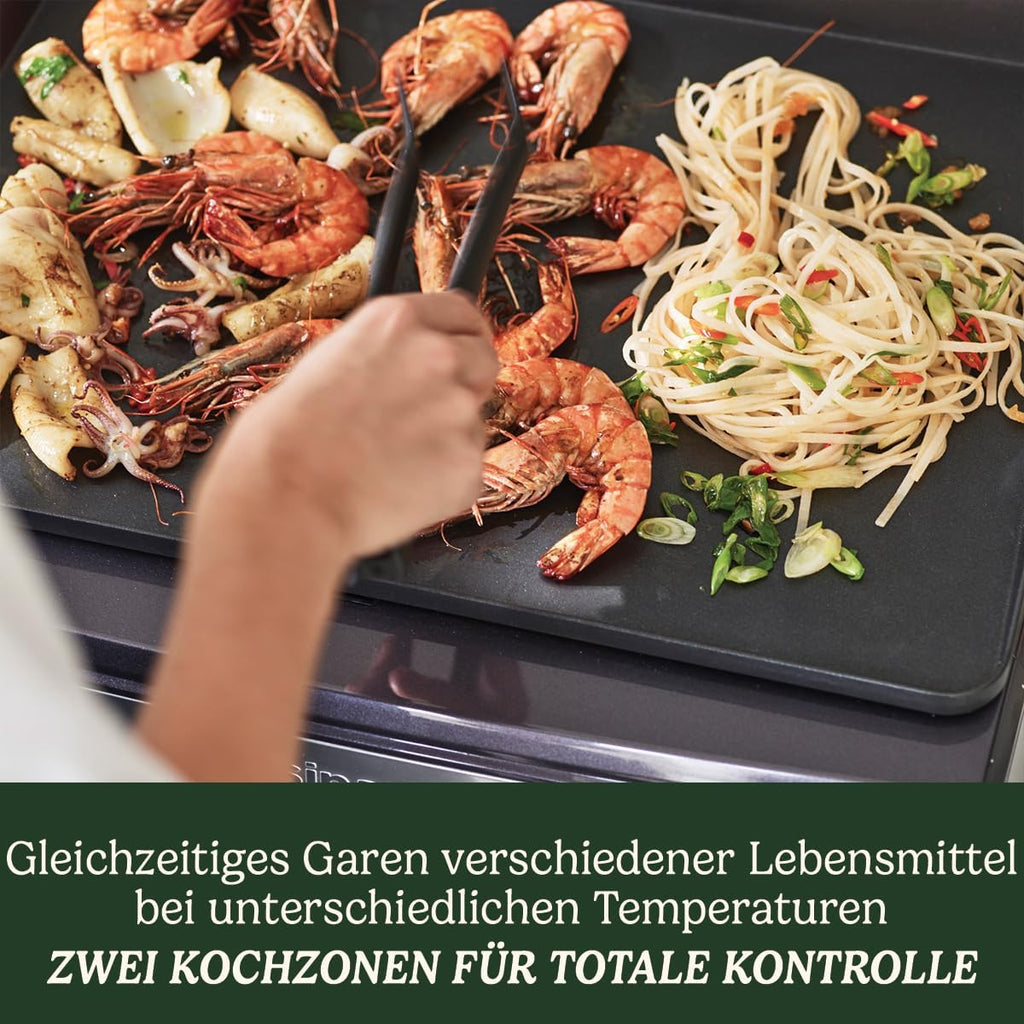Cuisinart Hot Plate Entertaining Grill & Griddle | XL Elektrische Plancha Grill, Teppanyaki Grillplaat voor thuis | Afneembare plaat met antiaanbaklaag, 2-zone temperatuurregeling tot 260°C