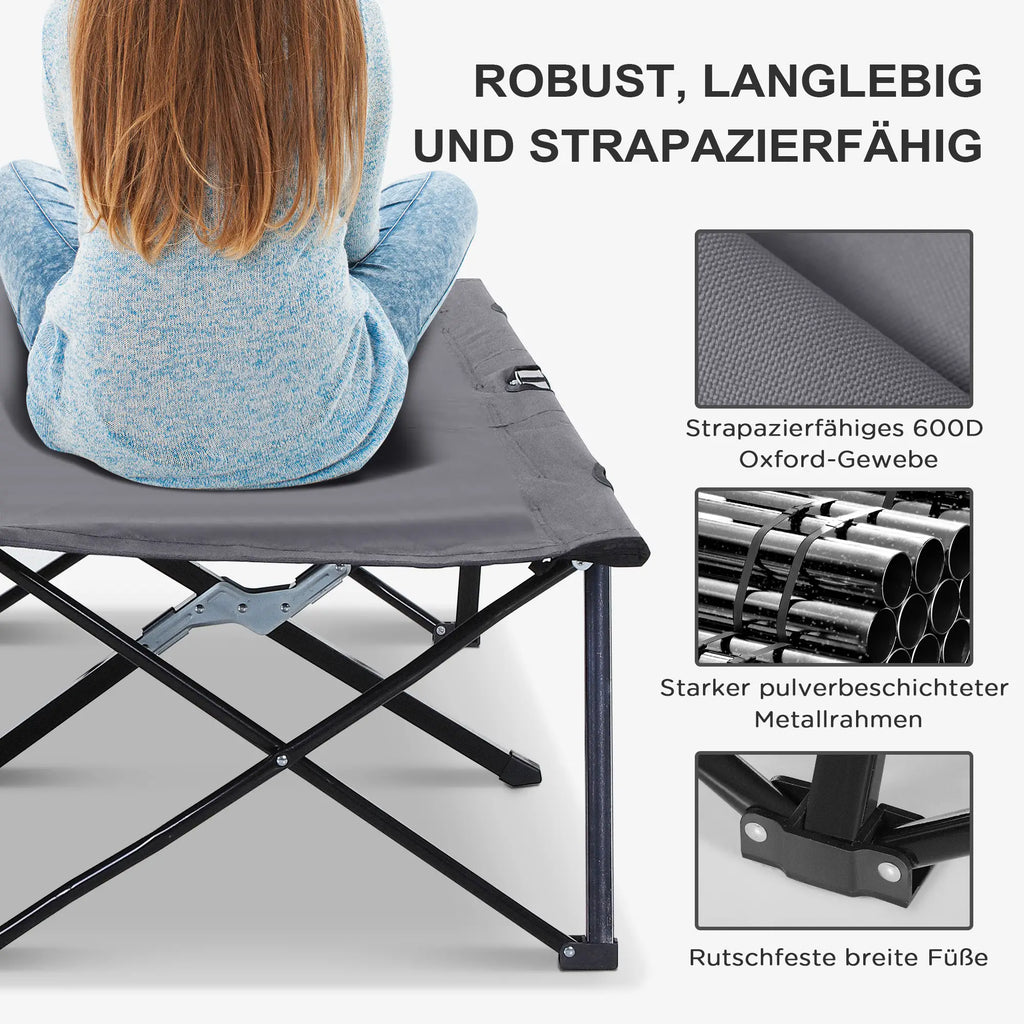 Outsunny Opklapbaar Campingbed voor 2 personen verhoogd opvouwbaar