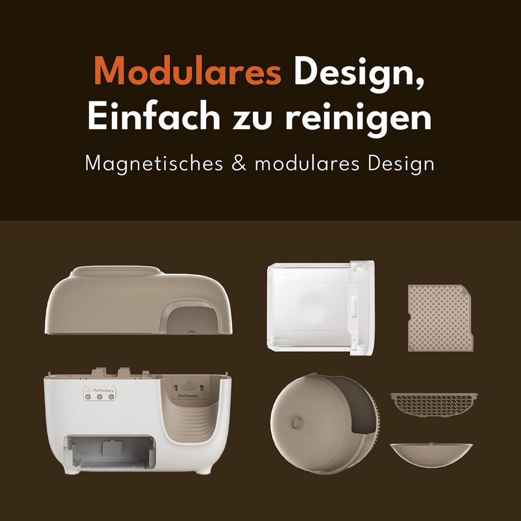 PetSnowy Zelfreinigende Kattenbak met TiO2-geurbestrijdingssysteem, App-bediening, Automatische verpakking voor Grote Katten & Meerdere katten 1,5-9 kg, Max Capaciteit van 83L (2025 Premium)