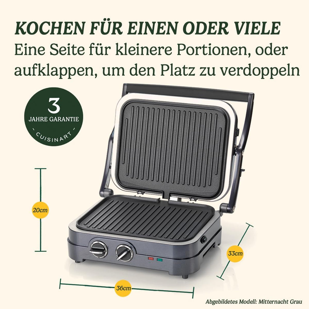 Cuisinart Hot Plate Entertaining Grill & Griddle | XL Elektrische Plancha Grill, Teppanyaki Grillplaat voor thuis | Afneembare plaat met antiaanbaklaag, 2-zone temperatuurregeling tot 260°C