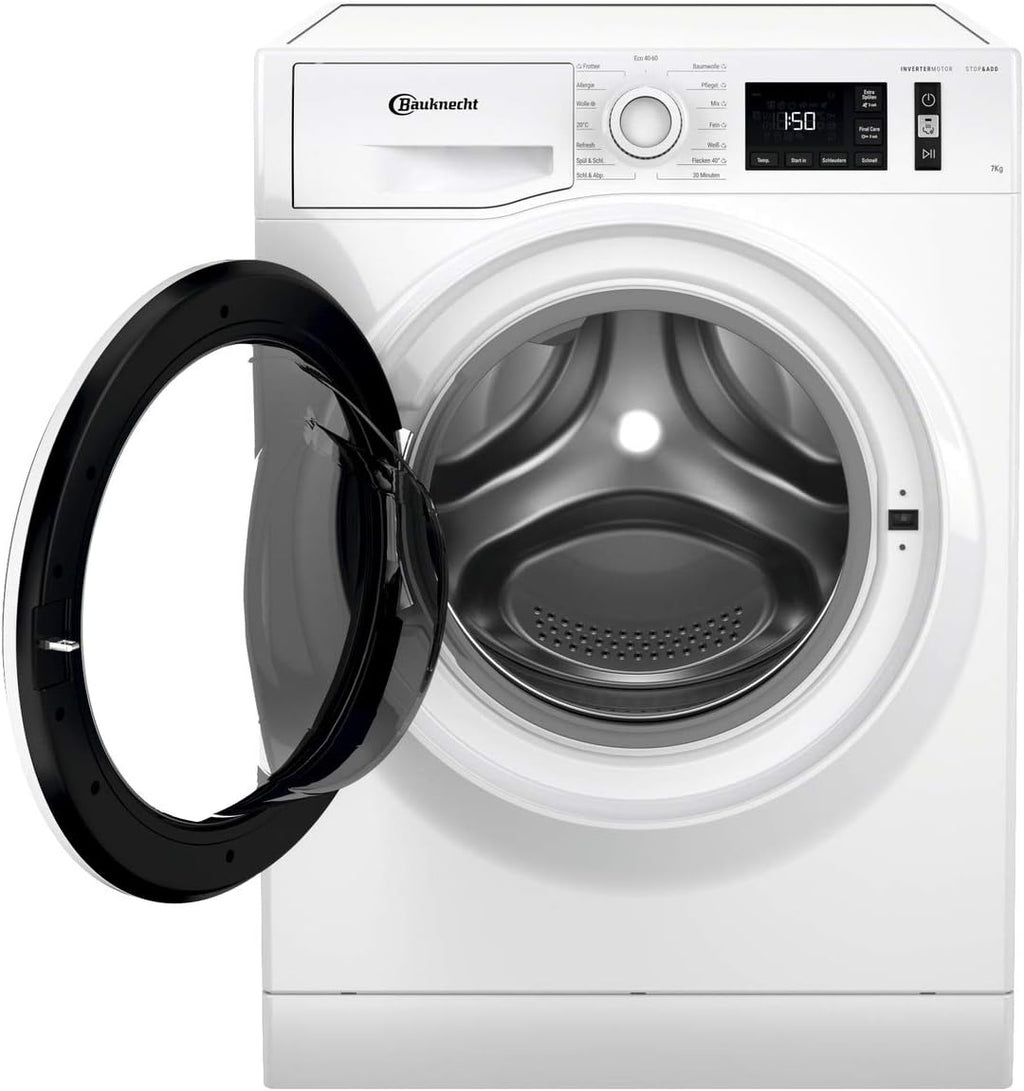 Bauknecht W Active 711 B wasmachine-voorlader/ 7 kg/ 1400 tpm/ Krachtige vlekverwijdering/ Stoomprogramma's/ Steam Hygiene met antivirus/ Steam Refresh/ Stop&Add-functie/ Dynamic Inverter-motor