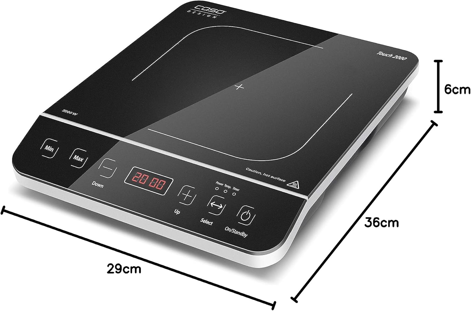 CASO Touch 3500 dubbele mobiele inductiekookplaat, veiligheidsschakelaar, 60-240°C, 6 standen, timer 180 min., pannen tot 26 cm, 3500 watt, glaskeramiek