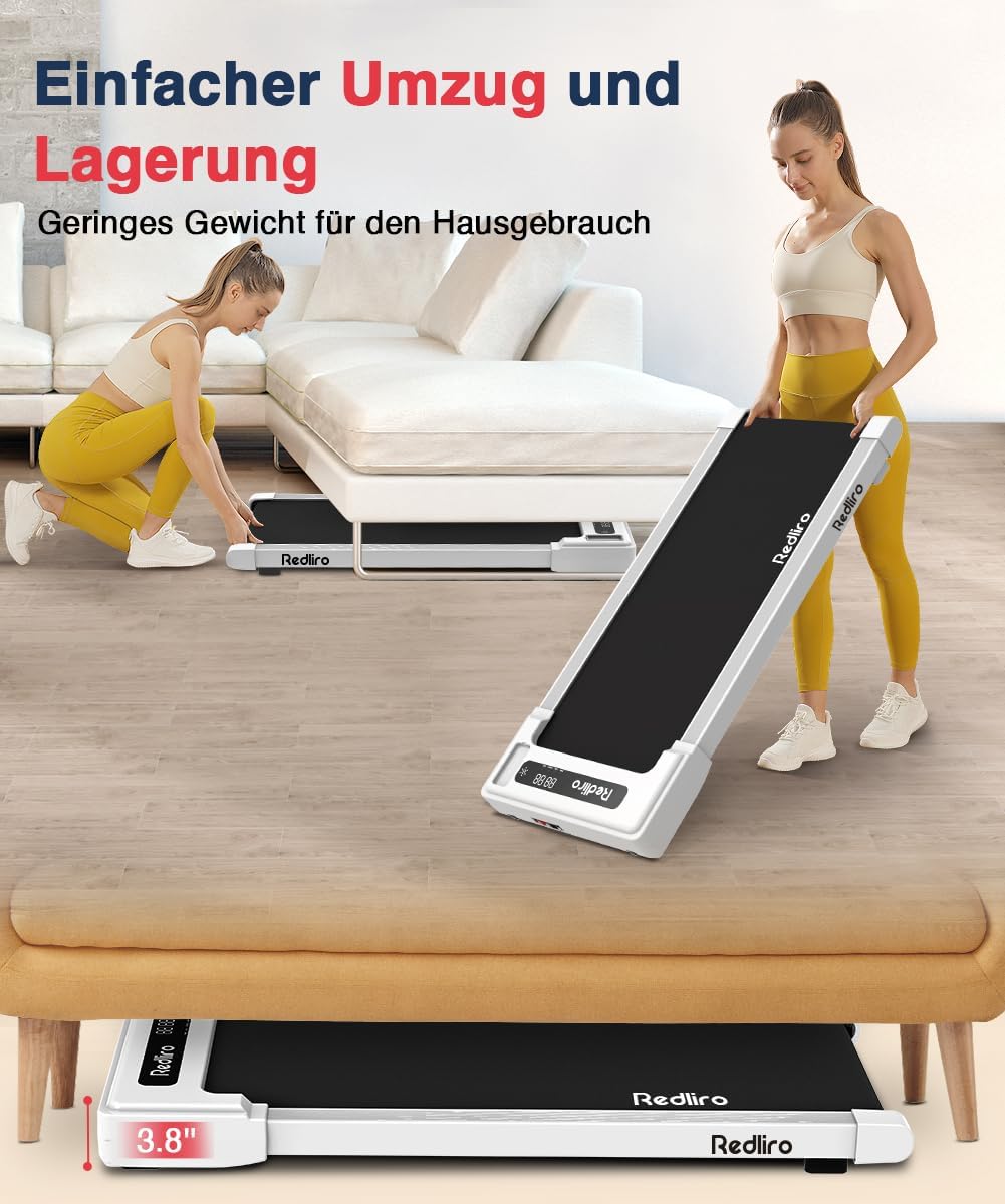 Redliro Walking Pad, Thuisloopband met Afstandsbediening en LED-Display, Compacte en Stille Loopband voor Thuis/Kantoor 1-6km/u