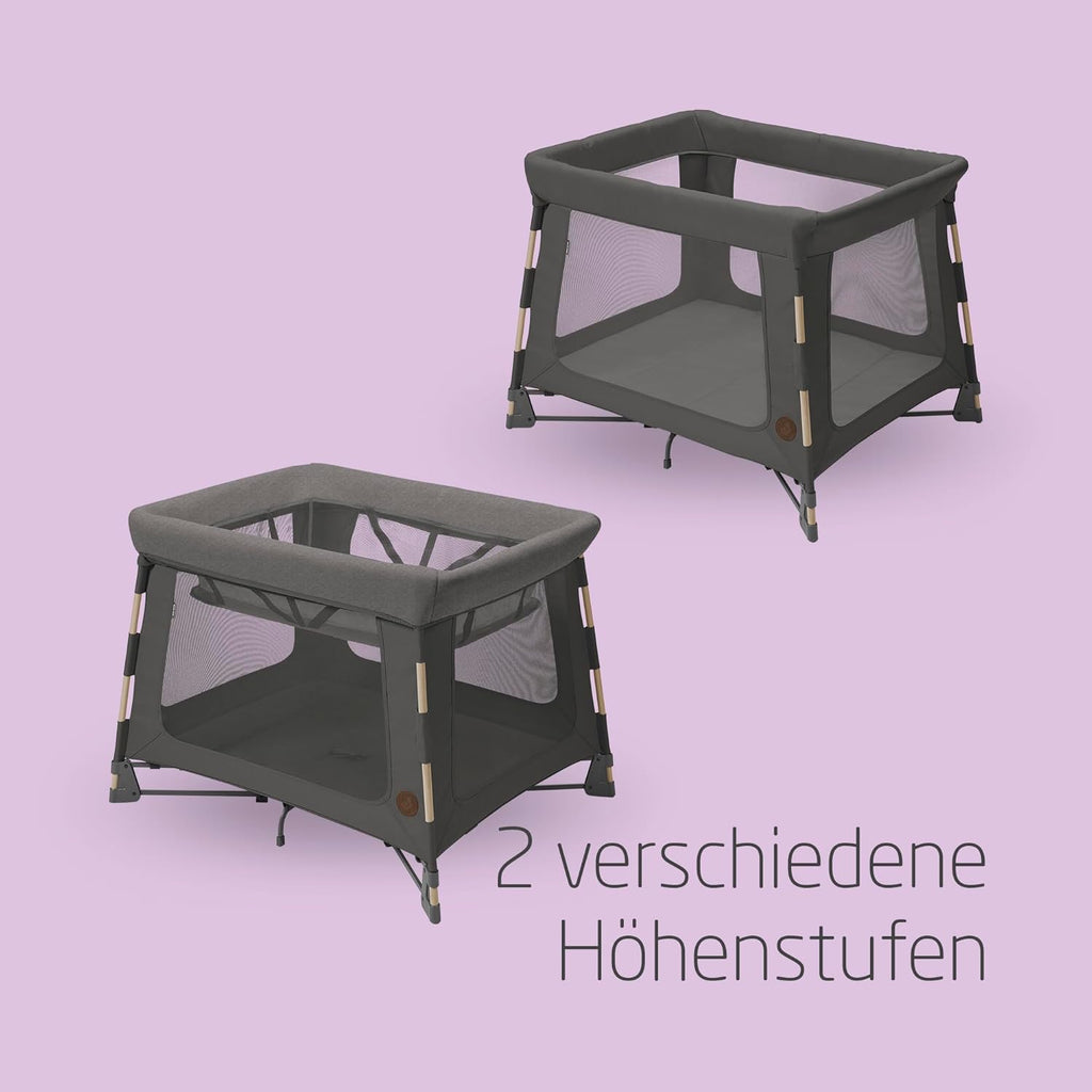 Maxi-Cosi Swift 3-in-1 reiswieg baby, wieg, 0-3,5 jaar, tot 15 kg, in hoogte verstelbare reiswieg, 2-in-1 matras, ultralicht, in 1 seconde inklapbaar, reistas, Eco Care, Beyond Grey