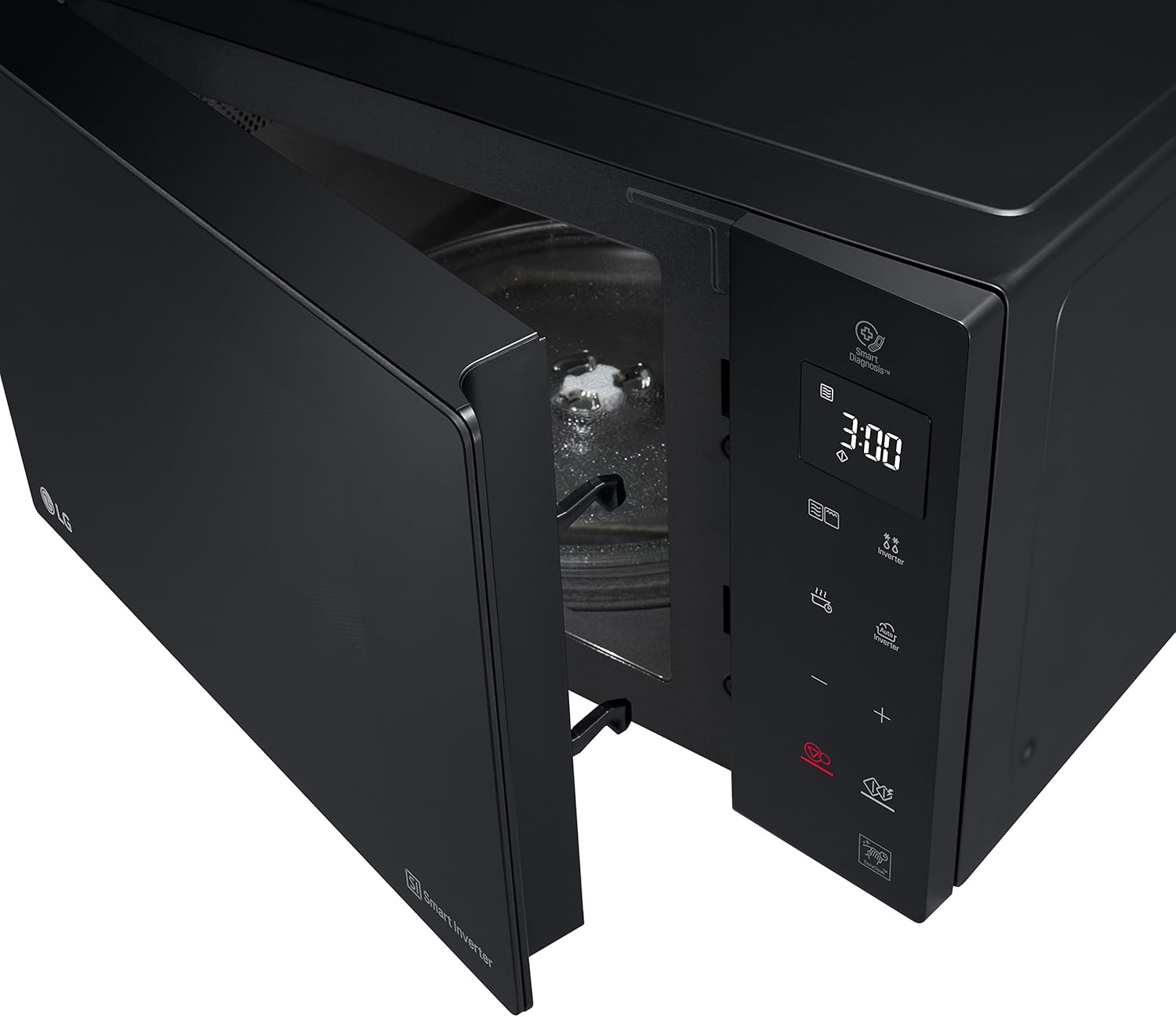 LG MH6535GIS Magnetron met invertertechnologie en kwartsgrill, 25 liter inhoud, 1000 W, automatische programma's, instelbare vermogensniveaus voor optimaal koken en EasyClean-functie, Zwart