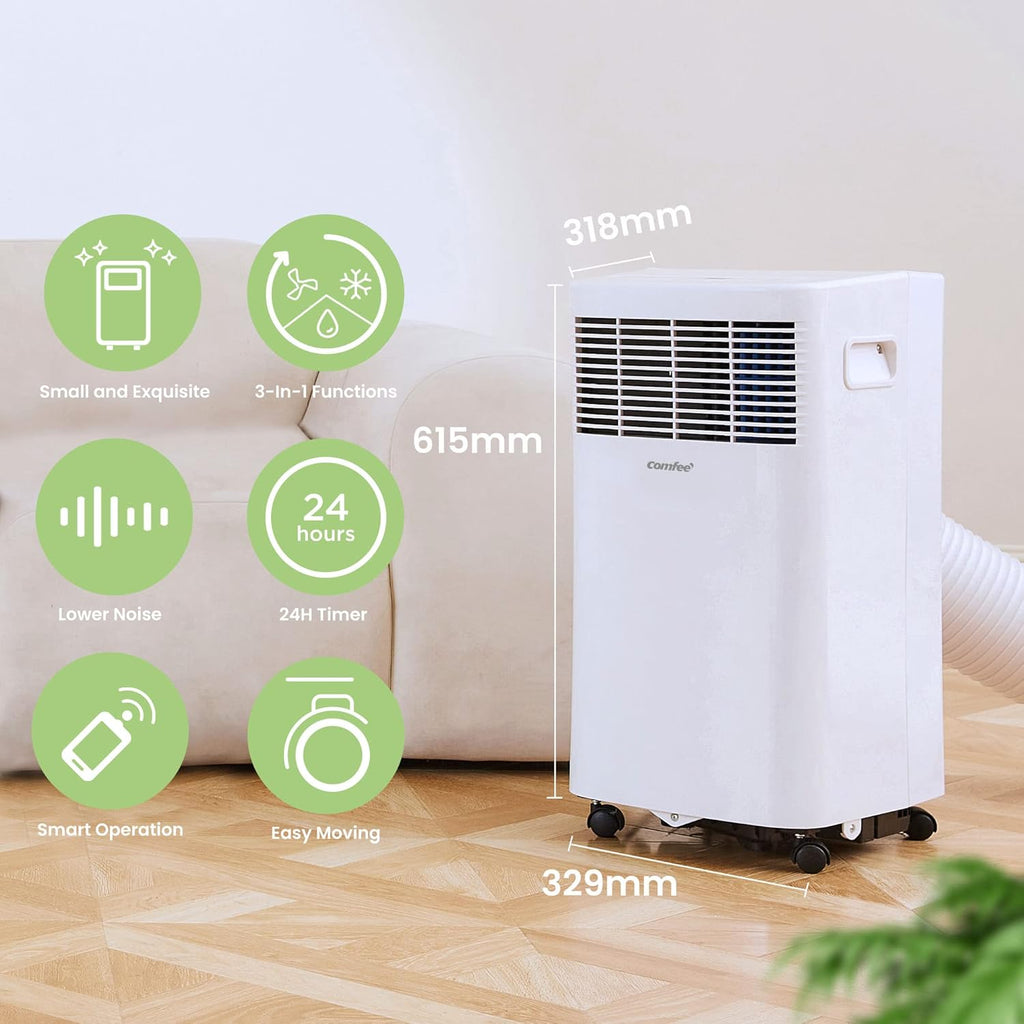 Comfee Mobiele Airco MPPH-09CRN7, 9000 BTU 2,6kW, Koelen&Ventileren&Ontvochtigen, Ruimtegrootte tot 88m³(33㎡), Mobiele Airconditioner met Afvoerslang