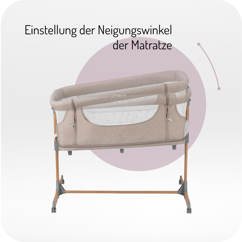 Momi SMART Bed 4-in-1 Bijzetbedden tot 15 kg, Bijzetbed voor baby's met matras, Hoogteverstelbaar