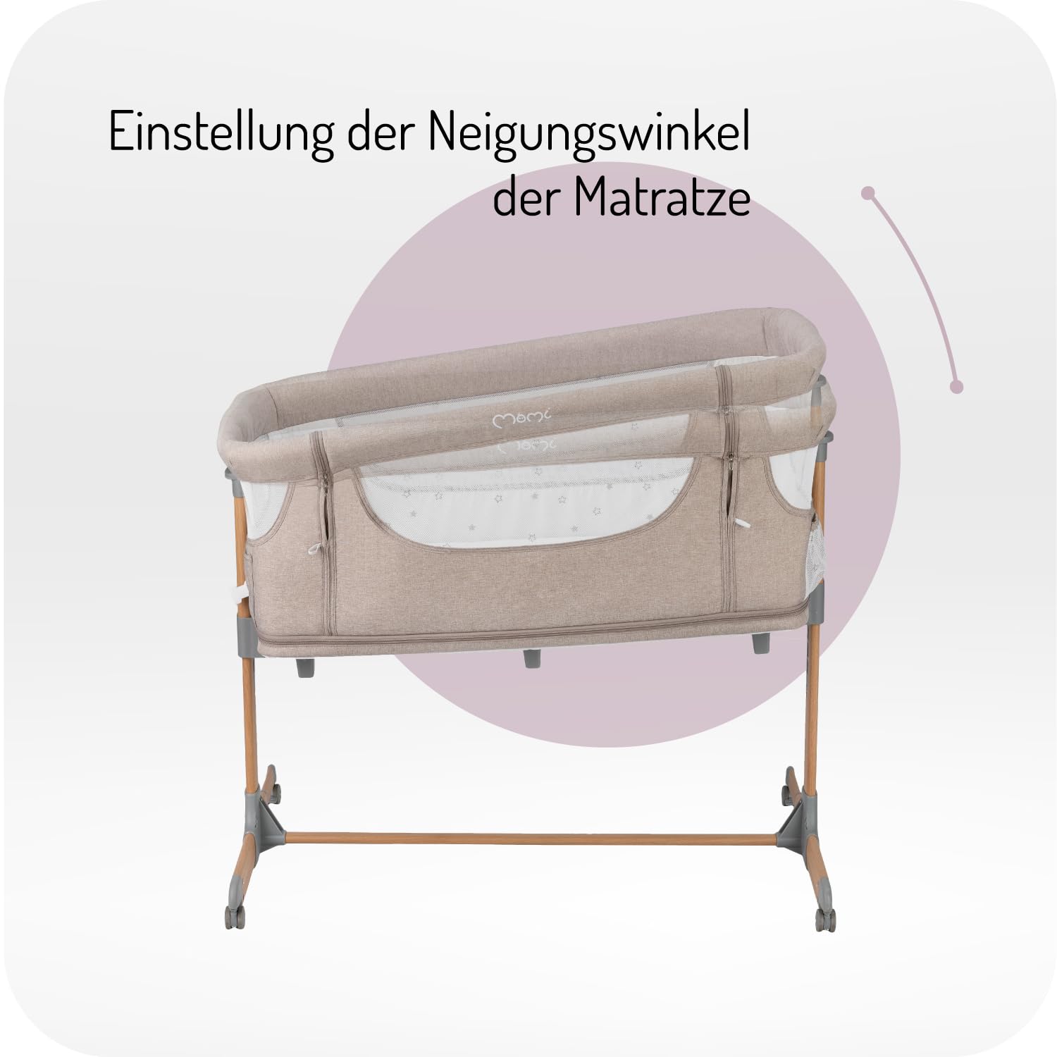 Momi SMART Bed 4-in-1 Bijzetbedden tot 15 kg, Bijzetbed voor baby's met matras, Hoogteverstelbaar